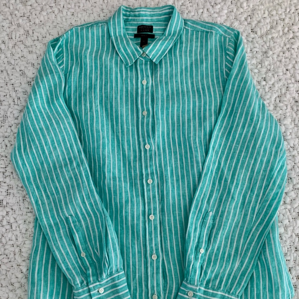 NWT XL J.Crew Seafoam Green Irish Linen Shirt